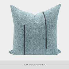 承品现代简约样板房设计师沙发靠垫错位纹拼方枕抱枕羽丝绒水蓝 淘宝网 throw pillows pillows bed