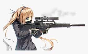 Woman holding black gun wallpaper, anime, anime girls, short hair. Transparent Cartoon Gun Png Anime Girl With Gun Transparent Png Download Kindpng