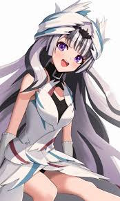 gonzarez, veyle (fire emblem), fire emblem, fire emblem engage, nintendo,  absurdres, commentary, highres, 1girl, :d, bare shoulders, black hair,  blunt bangs, blush, dress, grey hair, looking at viewer, multicolored hair,  open mouth,