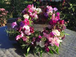 Wreath Ring British Flowers All Homegrown In Our Cottage Garden Sweetpeas David Austin Roses Funeral Flower Arrangements Funeral Flowers British Flowers