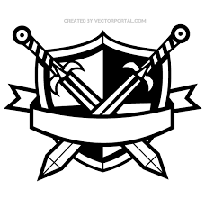 Heraldic Shield With Cross Swords And Banner Clip Art Banner Clip Art Banner Drawing Free Vector Graphics