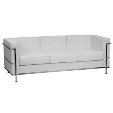 100% genuine leather upholstery envelops the sofa, accented by corded edges and deep tufting on the seat for a tailored touch. Hercules Regal Series Contemporary White Leather Sofa With Encasing Fr Gats B Ella Home Garden