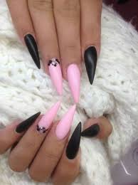 Black And Pink Acrylic Nails Coffin Matte Black And Rose Gel Nails With Crystal Pink Black Nails Gel Nails Diy Matte Nails Design