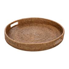The stepped handles and raised sides create an elegant stage for candles, greenery or canapes. Buy Global Explorer Round Rattan Tray With Handle Natural Amara