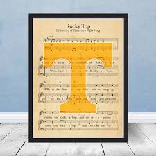 University Of Tennessee Volunteers Rocky Top Sheet Music Etsy Rocky Top University Of Tennessee Studio Decor Frames