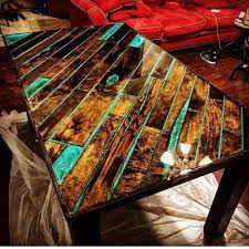 Epoxy And Wood Plank Dinner Table Etsy Wood Resin Table Diy Resin Table Epoxy Wood Table