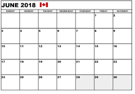 June 2018 Calendar Canada Calendar Canada June