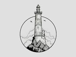 Black And White Lighthouse Lighthouse Black White Illustration White Tattoo Black And White Illustration Lighthouse Tattoo
