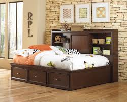 Samuel Lawrence Furniture Expedition 4 Piece Lounge Bedroom Set With Trundle Storage Unit In Cherry Trundle Bed With Storage Furniture Bookcase Bed