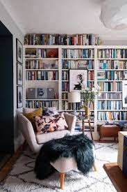Book Filled Maximalist Home In Bristol Via Reddit There Are Home Library Design Blue Kitchen Cabinets Home Library