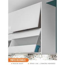 Envie de nouveauté dans votre vieille cuisine ? Meuble Haut De Cuisine 2 Portes Relevables Avec Vitre Opaque L 80 Cm Type De Poignee Porte Avec Poignee Apparente