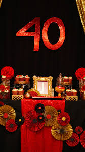 40th Black Gold Red Candy Buffet Table Red Candy Buffet Birthday Table Decorations Gold Party Decorations