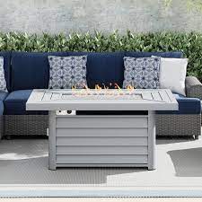 Enjoy an evening in your yard with an outdoor fire pit table from woodlanddirect.com. Wevok Rectangle Aluminum Propane Fire Pit Table By Havenside Home On Sale Overstock 24041569