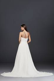 Save big on your contemporary wedding dress and look fabulous while doing it. Basque Waist Lace And Chiffon Wedding Dress David S Bridal