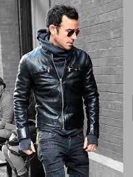 Outfits Style Tips Justin Theroux Black And Gray Leather Jacket Men Leather Jacket Men Style Leather Jacket