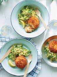 Crab Cakes With Zucchini And Corn Salad Ricardo Recipe Crab Cakes Crab Cake Salad Salad Recipes