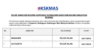 Bhd., an associated company of koperasi serbaguna malaysia berhad (ksm), is one of the leading transport service providers in the country. Koperasi Serbaguna Kakitangan Mas Malaysia Berhad Kerja Kosong Kerajaan