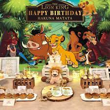 A happy birthday banner featuring bunga, fuli, and all of the lion guard will set your room apart! Lion King Backdrop Simba Boys Baby Birthday Party Supplies Kids Banner Photography Decorations Amazon In Electronics