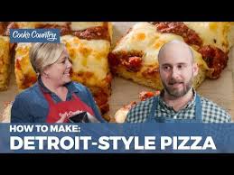 How To Make Crispy Chewy Detroit Style Pizza Youtube Detroit Style Pizza Recipe Cooks Country Recipes Detroit Food