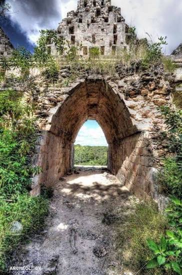 Uxmal arch in Yucatan, Mexico, a testament to Maya civilization