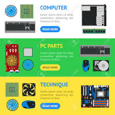 The computer on your office desk consists of several main parts, including a microprocessor, memory and a hard drive. Cartoon Pc Components And Parts Banner Horizontal Set Computer Pc Parts And Technique Lettering Royalty Free Cliparts Vectors And Stock Illustration Image 97428109