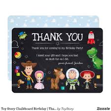 Toy Story Chalkboard Birthday Thank You Invitation Zazzle Com Toy Story Birthday Games Toy Story Birthday Party Toy Story Invitations