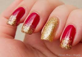 Lunar New Year Gelish Manicure Red And Gold Nails New Years Nail Designs Gold Nail Designs