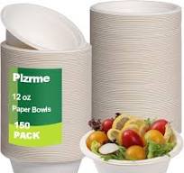 Eco-friendly Tableware 125-Pack Compostable Paper Bowls 16 Oz -  Eco-Friendly Sugarcane Fiber Disposable Bowls 16 Oz Compostable Bowls