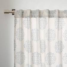Cotton Canvas Scroll Medallion Curtain Smoke Blue Curtains Home Decor Chicago Living