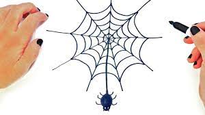 Then, draw 4 curved lines extending away from the spider's body and head on each side so you have 8 lines in total. How To Draw A Spider Web Step By Step Easy Drawings Youtube