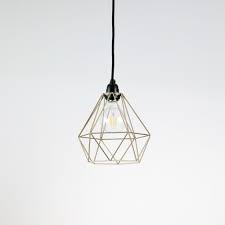 Industrial Pendant Light Fixture With Geometric Wire Cage Gold Black Cord Brighttia