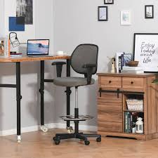 Standing desk drafting chairs also always has a foot rest so your feet. Vinsetto Ergonomic Drafting Chair Tall Office Standing Desk Chair With Adjustable Foot Ring Armrest 360