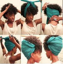 Lazy Hair Day Updo With Scarf Hair Styles Scarf Hairstyles Natural Hair Styles