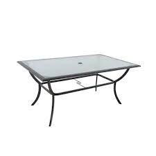Style Selections Glenn Hill Rectangle Outdoor Dining Table 39 96 In W X 65 94 In L With Umbrella Hole Lowes Com In 2020 Outdoor Dining Patio Table Outdoor Dining Table