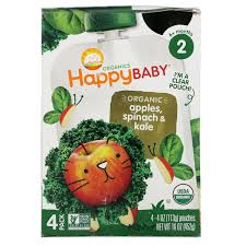 Happy Family Organics Happy Baby Organics Stage 2 6 Months Apples Spinach Kale 4 Pouches 4 Oz 113 G Each