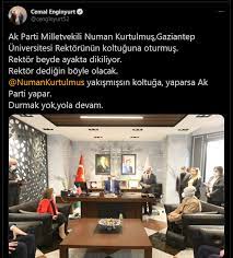 Numan kurtulmuş, gaziantep büyükşehir belediye'sini de ziyaret etti. Dp Li Enginyurt Bu Goruntulere Sert Tepki Gosterdi Rektor Ayakta Dikiliyor Numan Kurtulmus Koltukta