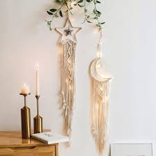 Maybe you would like to learn more about one of these? Macrame Woven Wall Hanging Dream Catcher Led Light String Boho Chic Bohemian Home Decor Handmade Moon Star Owl Hanging Tapestry Wall Art Decor For Room Home Decoration Ornament Craft Walmart Com Walmart Com