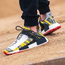 Adidas Black And Yellow Running Shoes Insidesneakers Adidas X Pharrell Williams Nmd Afro Hu Yellow Black White Bb9527 Shoes Sneakers Adidas Sneakers Mens Shoes Sneakers