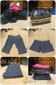 This Is The Best Way To Fold Your Jeans I Get 15 Pairs In One Basket And Can See Eve Clothes Organization Bedroom Organization Diy Clothes Closet Organization