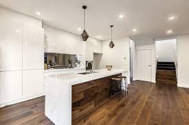 Quartz or engineered stone benchtops contain crushed quartz mixed with resin in a ratio of 93% quartz to 7% resin. Quantum Quartz Stone Kitchen Benchtop Installation Sydney