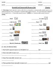 Is gold renewable or nonrenewable. Renewable And Non Renewable Resources Quiz With Name Level Date Grade Renewable And Nonrenewable Resources Quiz 30 Points I Directions Each Material Course Hero
