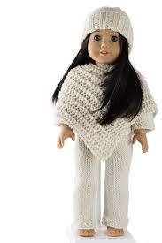 Do you crochet, knit, or sew? Free Cozy Outfit Doll Hat Sweater Poncho And Pants Knitting Patterns Brome Fields