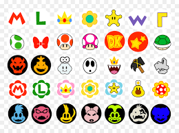 Its graphics were very revolutionary and has four controller ports instead of two compared to its predecessor, the super nintendo entertainment system and its similar graphics to its successor, the nintendo gamecube. Mario Kart Character Logo Mario Kart Character Logos Hd Png Download Vhv