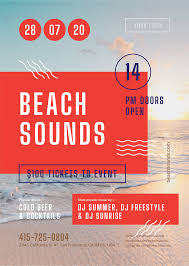 Beach Sounds Poster Template In 2020 Poster Template Event Poster 100 Free Fonts
