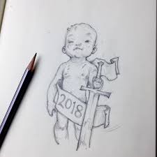 Working On A New Years Postcard To Send To My Clients Just A Sketch Not Sure Where It S Going Www Bosleyart C Sketch Book Concept Art New Year Postcard