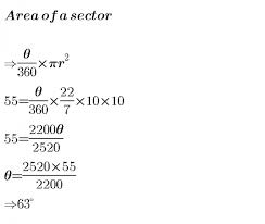 Now, let's determine the radius of a circle with a sector angle measurement of 24° and an area of 60 using the area of a sector formula: A Sector Of Circle Has An Area Of 55 Cm If The Radius Of The Myschool
