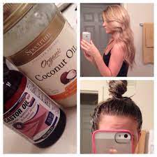 Coconut oil may be easier to use if you warm it before applying it to your hair. Coconut Oil Castor Oil Shiny Smooth Thicker And Longer Hair Thick Hair Remedies Coconut Oil Hair Coconut Oil Hair Growth