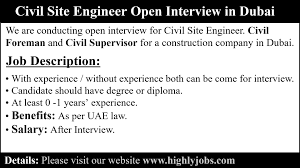 Civil Site Engineer Open Interview In Dubai Highlyjobs