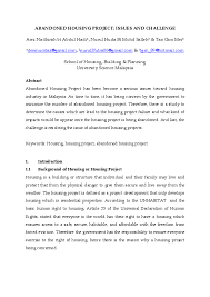 I am glad you asked for only some of the current issues. Pdf Abandoned Housing Project Issues And Challenge In Malaysia 15 Mei 2015 Arni Nadhirah Academia Edu