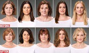 A long hairstyle that falls below the hide your double chin by tilting your head: The Haircuts As Anti Ageing As A Facelift Daily Mail Online